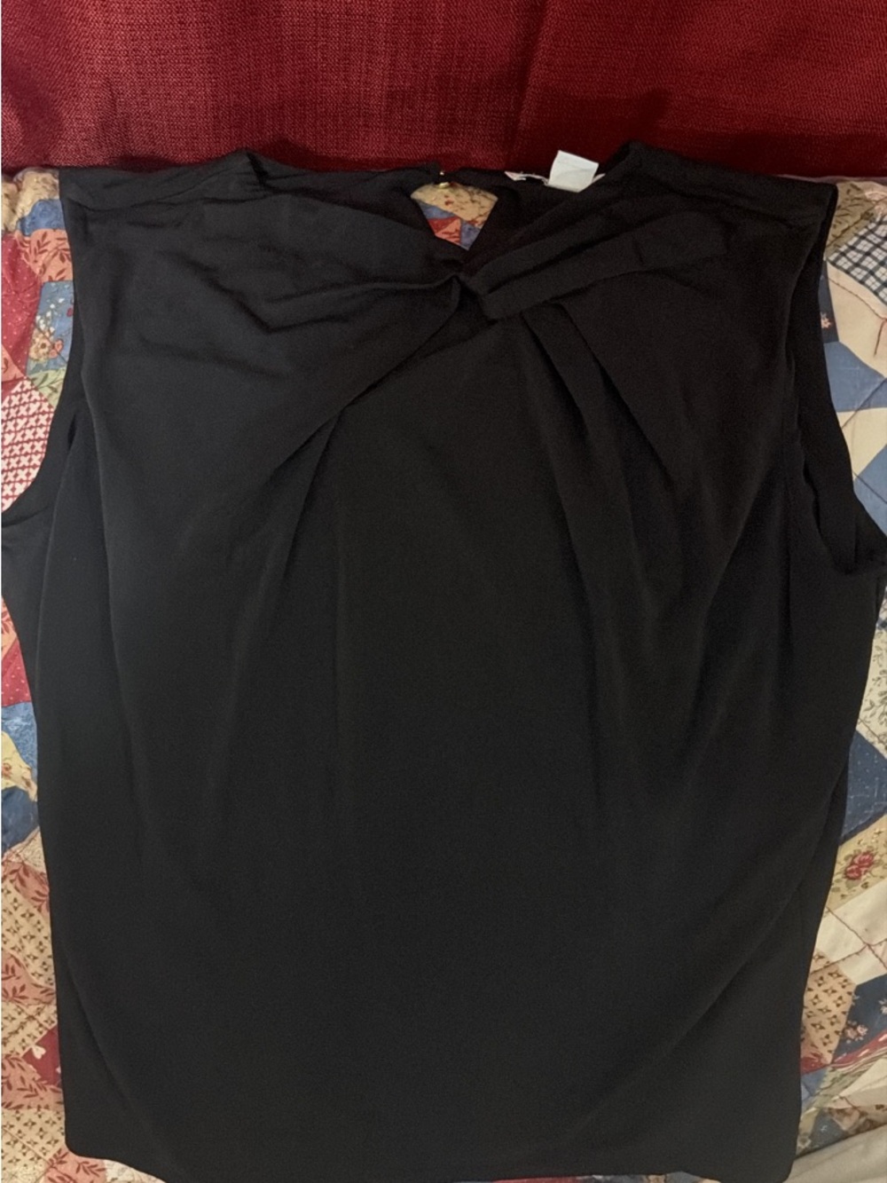 Sleeveless Twist-Front Black Top
